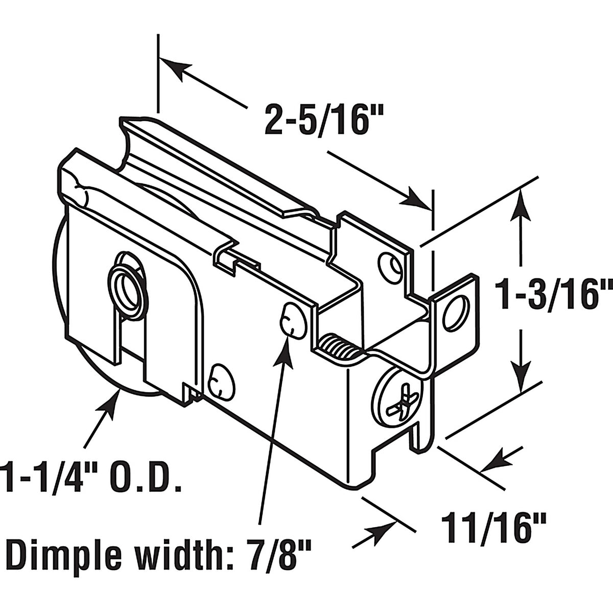 Prime-Line - D 1584 - 1-1/4 in. D X 3/8 in. L Steel Patio Door Roller Assembly 1 pk