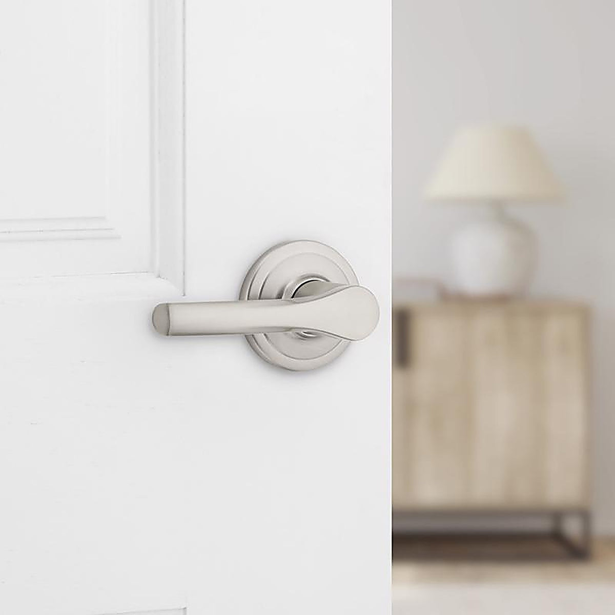 Kwikset - 92001-626 - Henley Satin Nickel Passage Lever Right or Left Handed