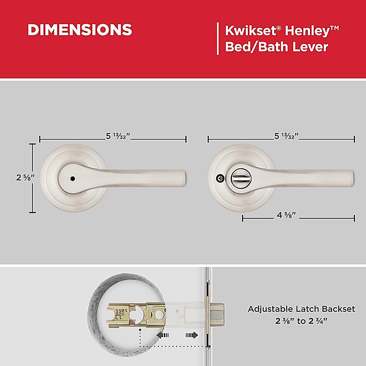 Kwikset - 93002-940 - Henley Satin Nickel Privacy Lever Right or Left Handed