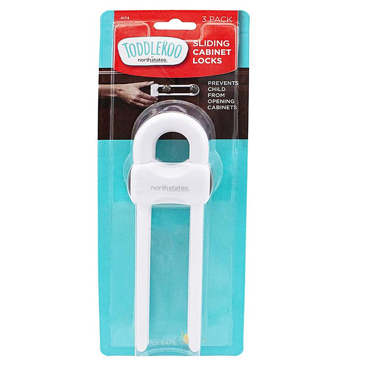 Toodleroo - 6174 - North States White Plastic Cabinet Locks 3 Pack