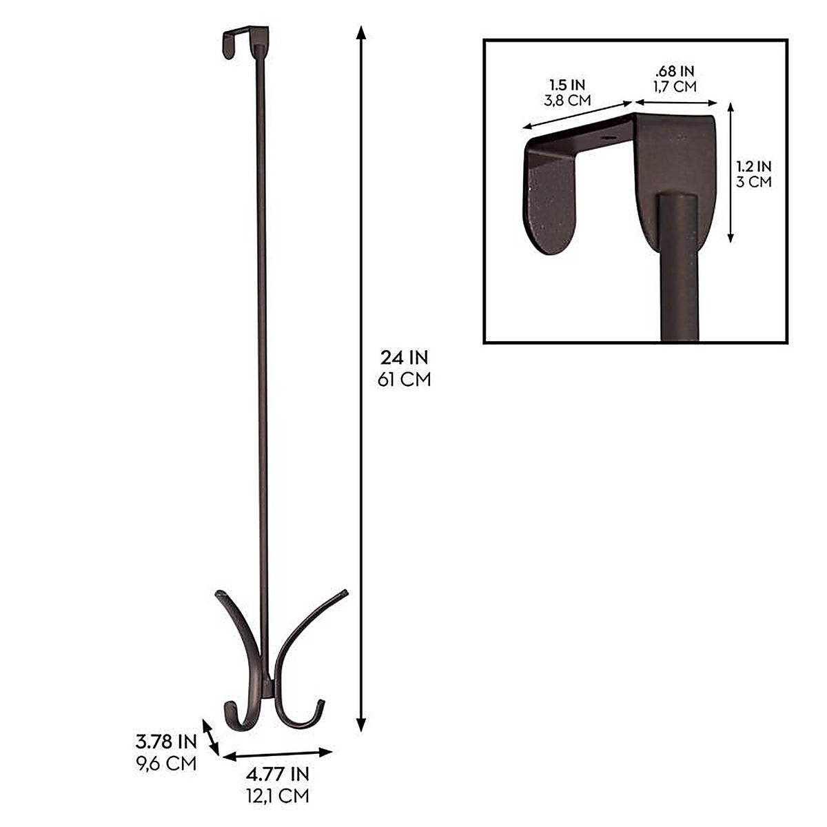 Idesign - 31372 - 2.5 In. H X 7.2 In. W X 25.75 In. L Steel Over the Door Hanger Holder