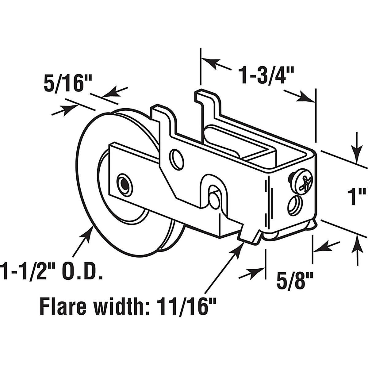 Prime-Line - D 1683 - 1-1/2 in. D X 5/16 in. L Plastic/Steel Roller Assembly 1 pk