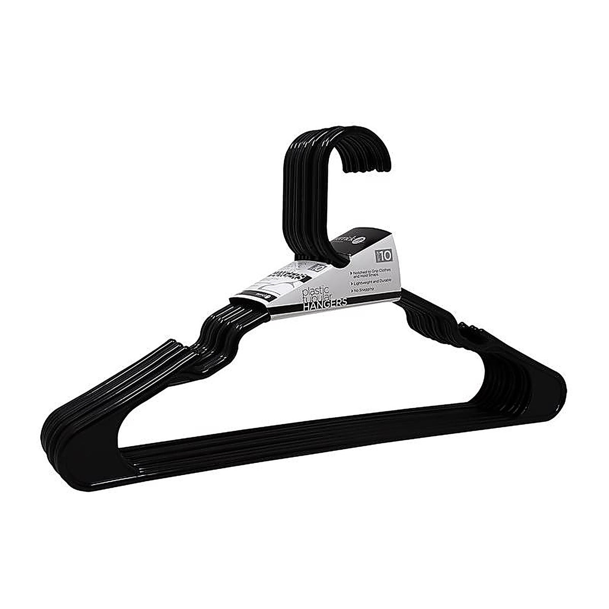 ClosetSelect - C87162-NHW - Plastic Black Hanger 10 Pack