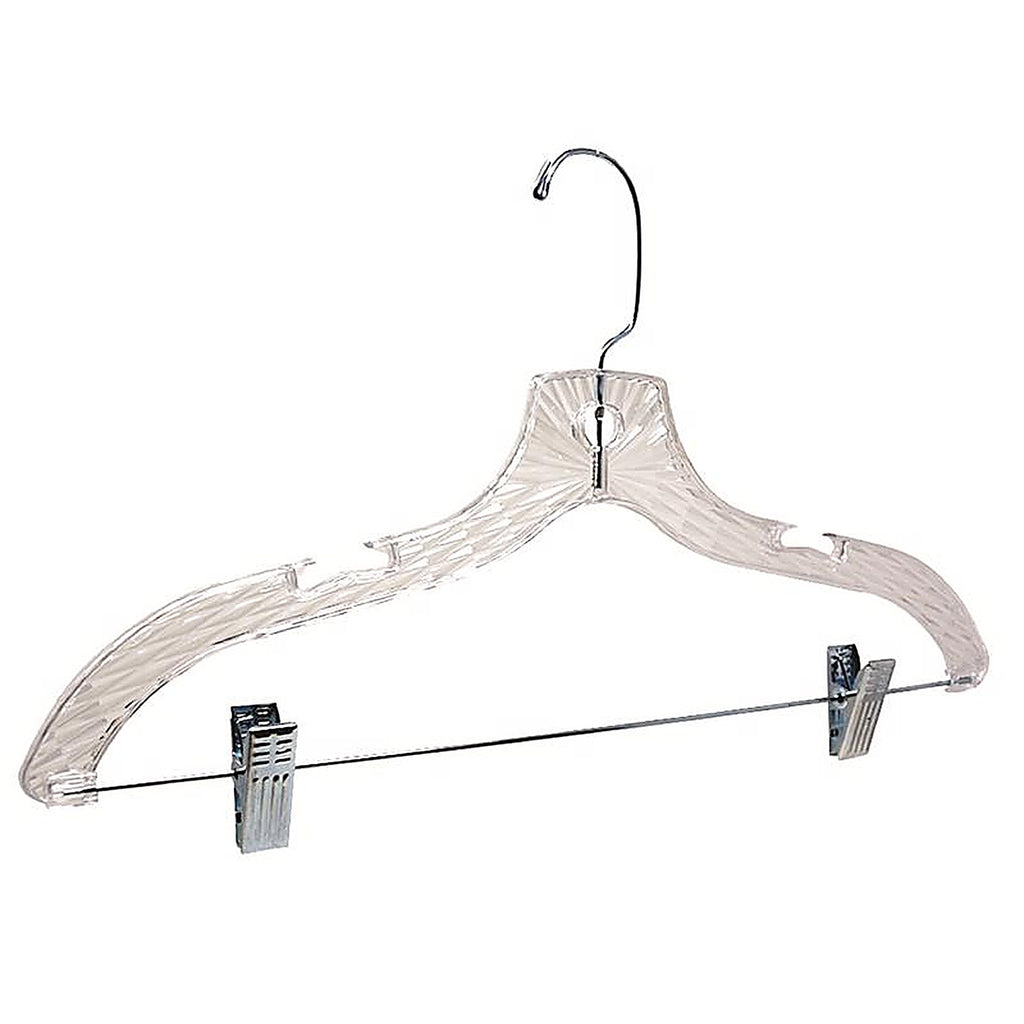ClosetSelect - C72210-S12 - Plastic Clear Suit Hanger with Clips 1 Pack