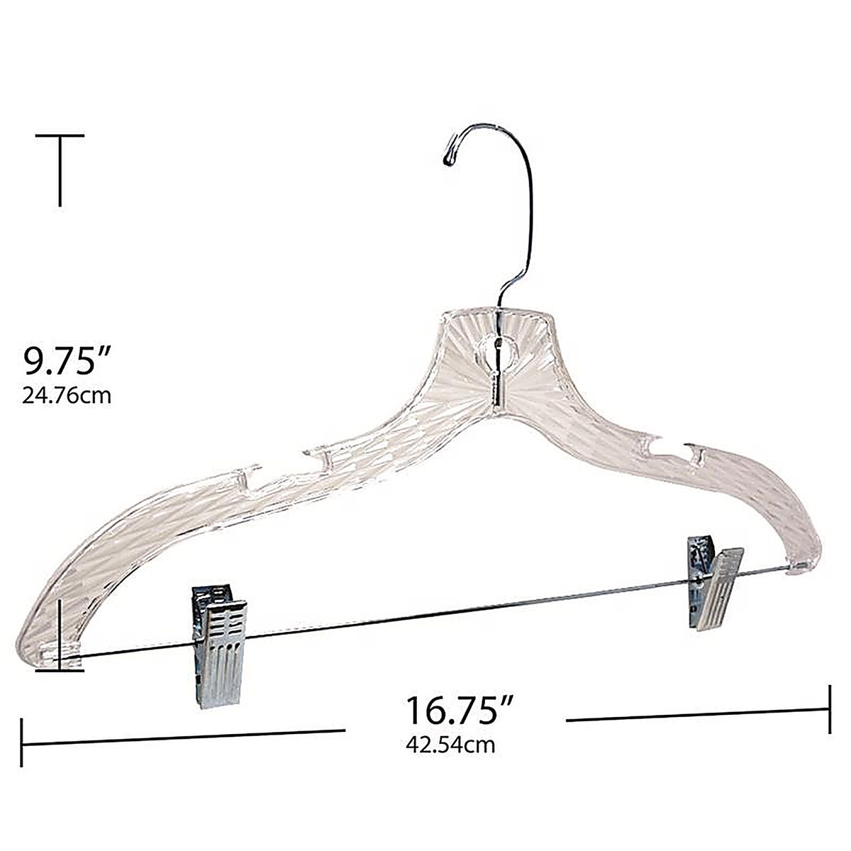 ClosetSelect - C72210-S12 - Plastic Clear Suit Hanger with Clips 1 Pack