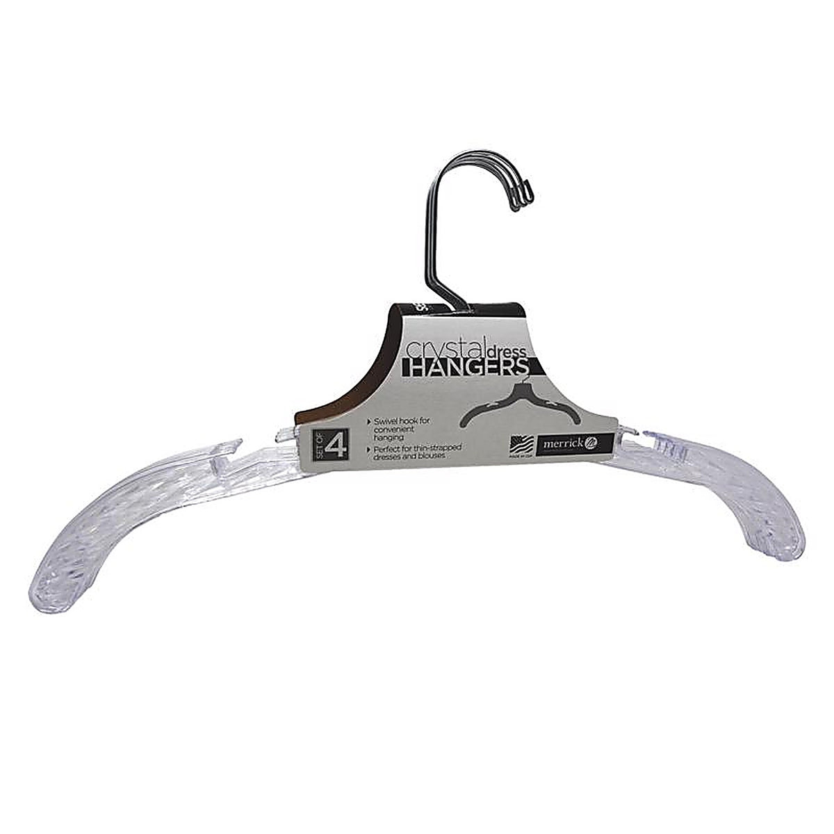 ClosetSelect - C73410-D12 - Cyrstal Clear Dress Hanger 4 Pack
