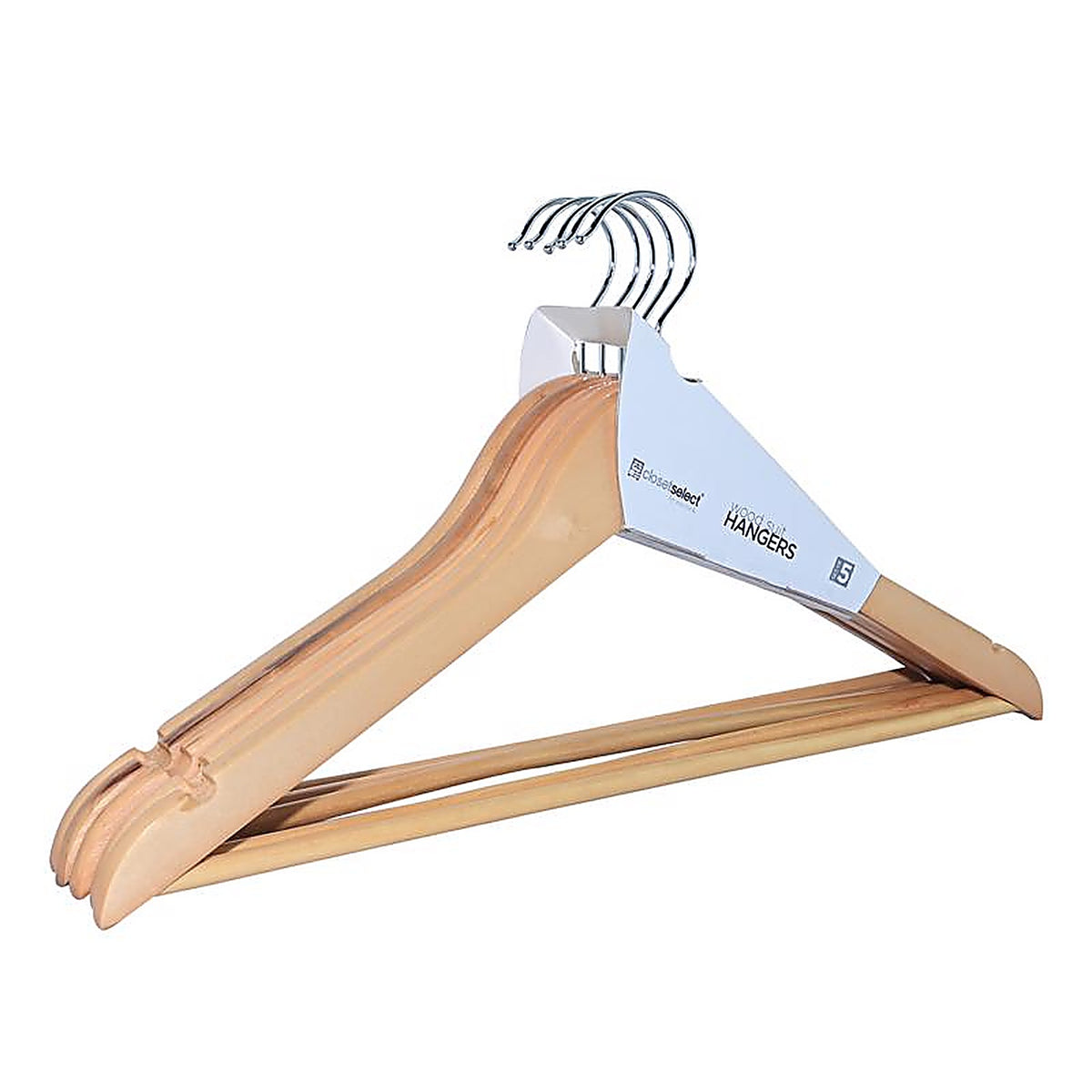 ClosetSelect - C68217-WD - Wood Brown Suit Hanger 5 Pack