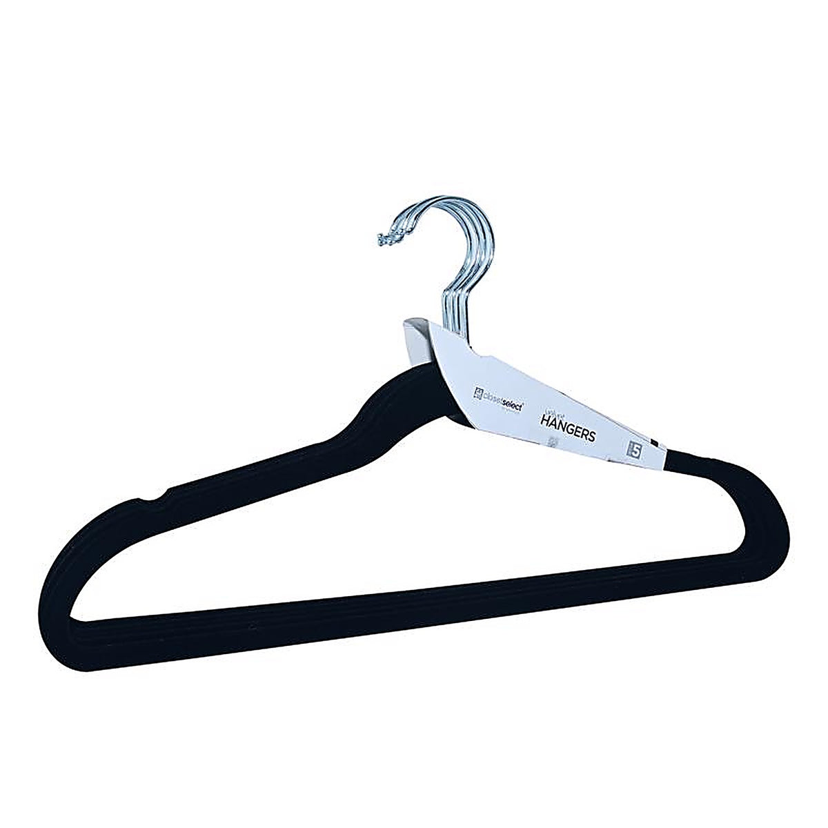 ClosetSelect - C68959-FH - 9.12 In. H X 17.2 In. W Plastic Black Flocked Hanger 5 Pack