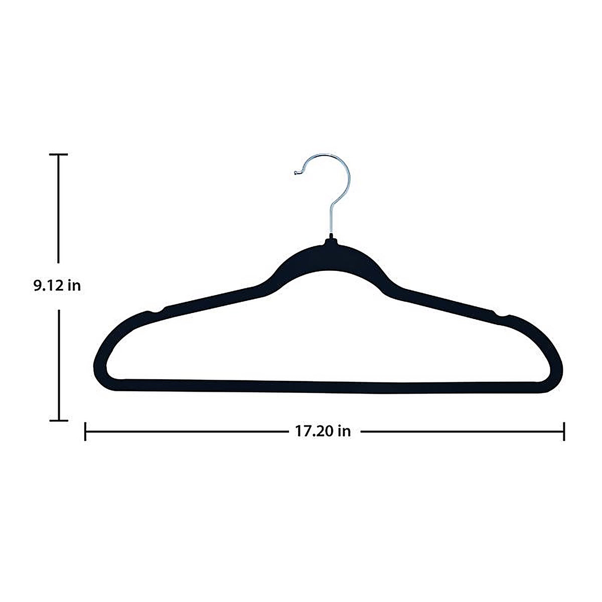 ClosetSelect - C68959-FH - 9.12 In. H X 17.2 In. W Plastic Black Flocked Hanger 5 Pack