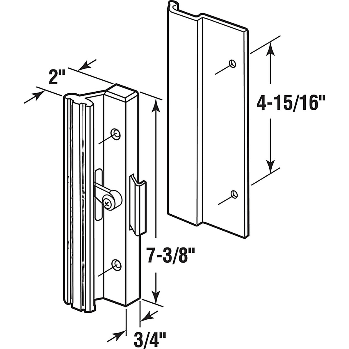 Prime-Line - C 1005 - Anodized Aluminum Outdoor Patio Door Handle Set