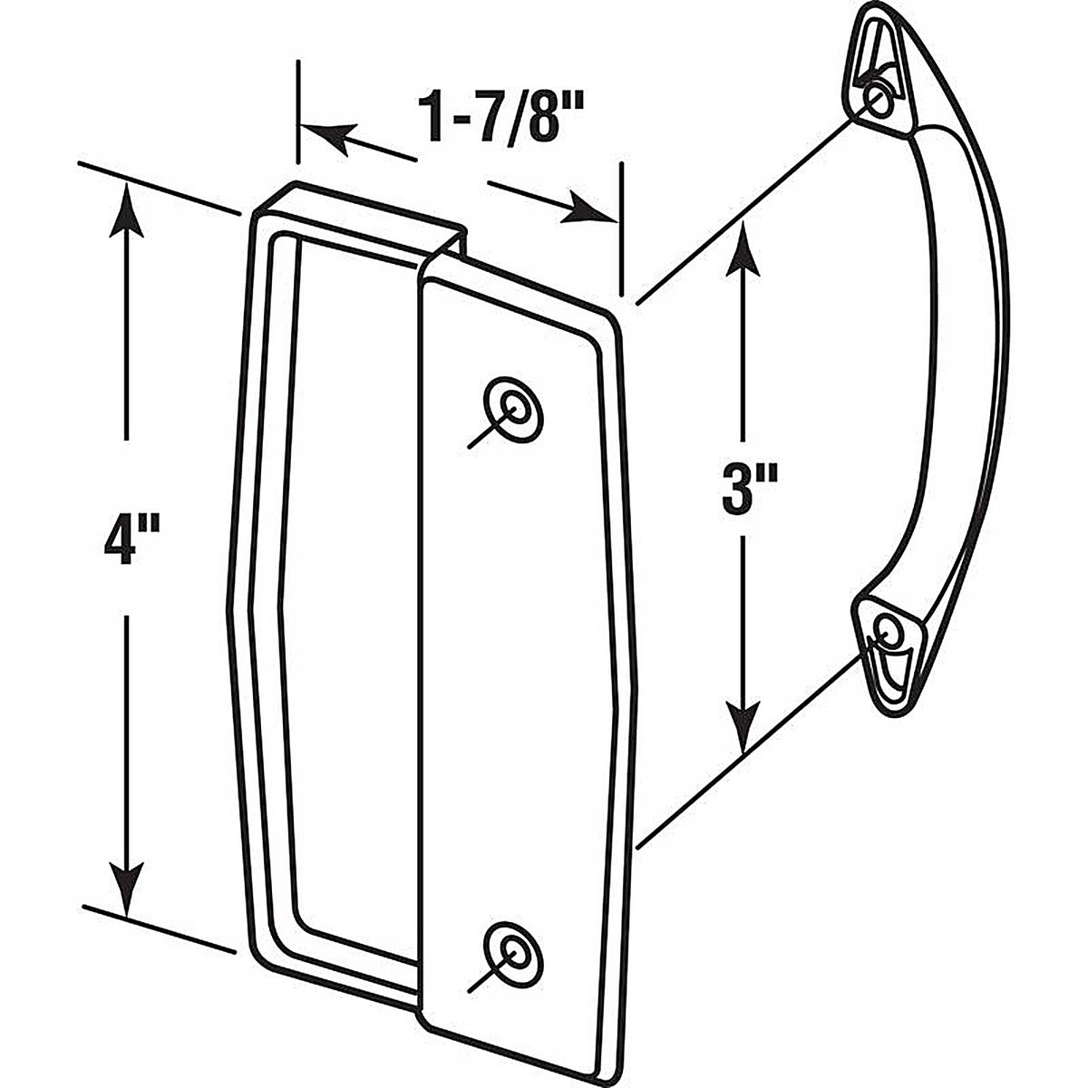 Prime-Line - A 112 - 1.875 In. L Black Plastic Sliding Door Edge Pull