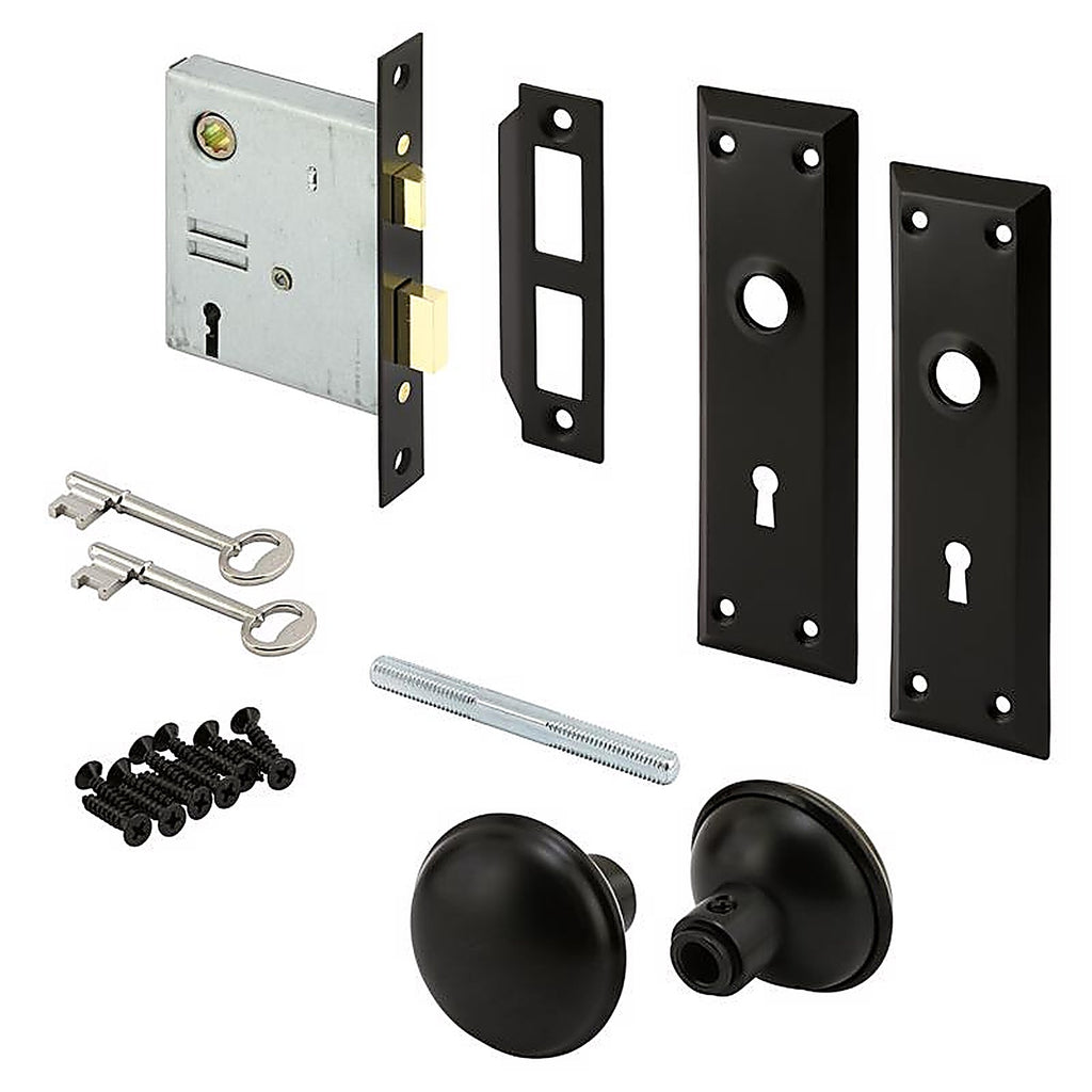 Prime-Line - E 2798 - Black Metal Deadbolt Thick Door Kit 1 Piece
