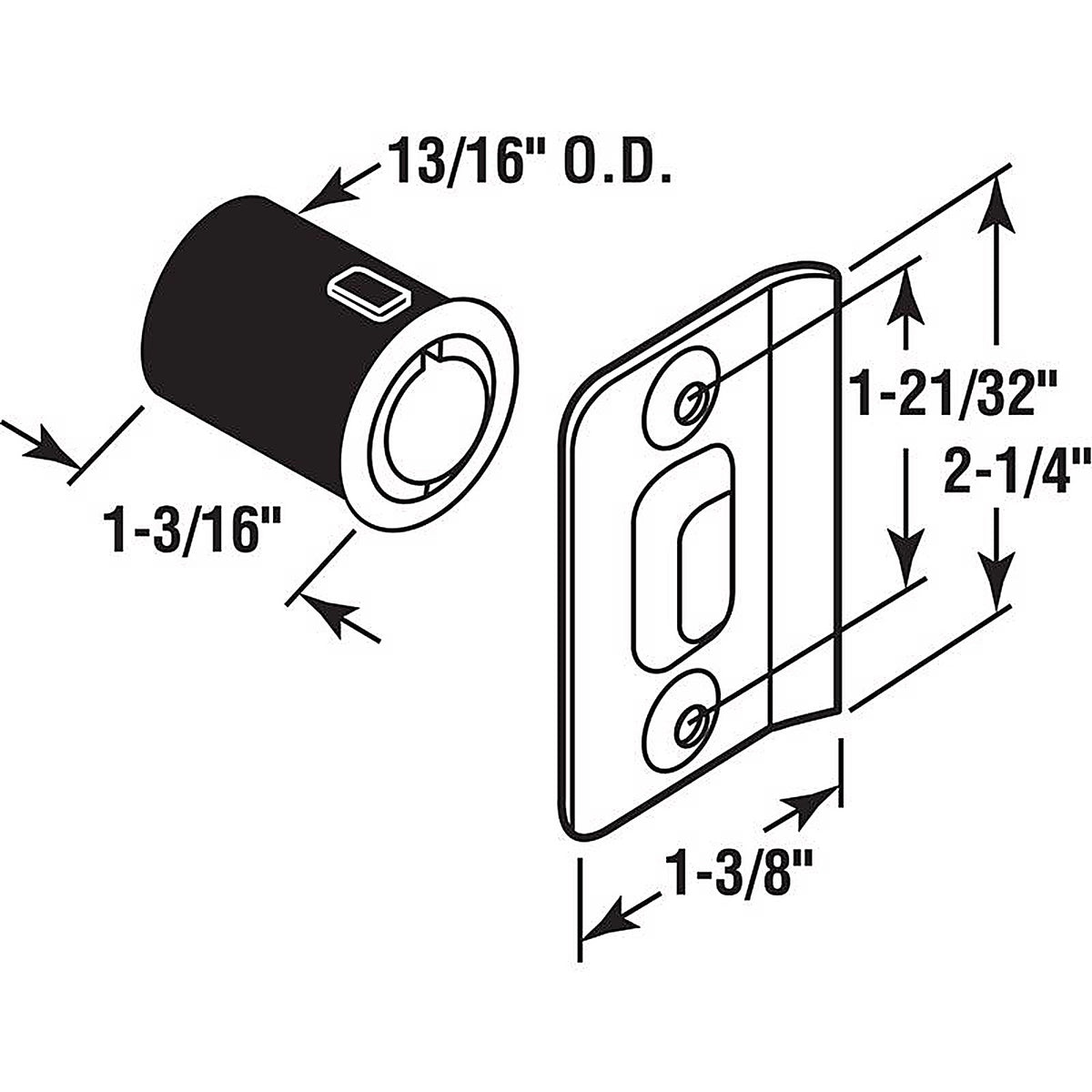 Prime-Line - N 7334 - 2.25 In. H X 1-3/8 In. W X 0.81 In. D Steel Drive-In Ball Catch