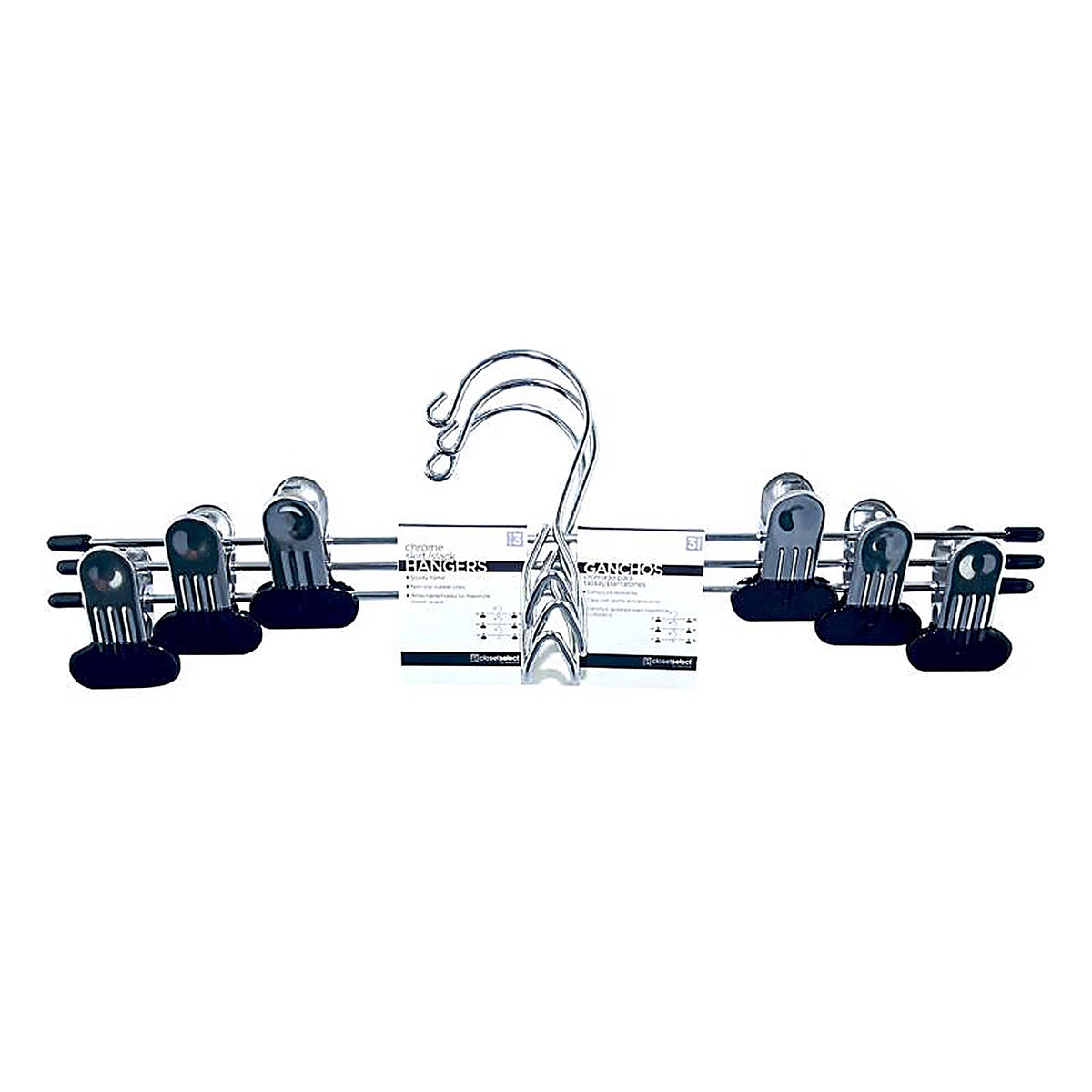 ClosetSelect - C66300-CH - Metal Silver Skirt/Slack Hanger 3 Pack
