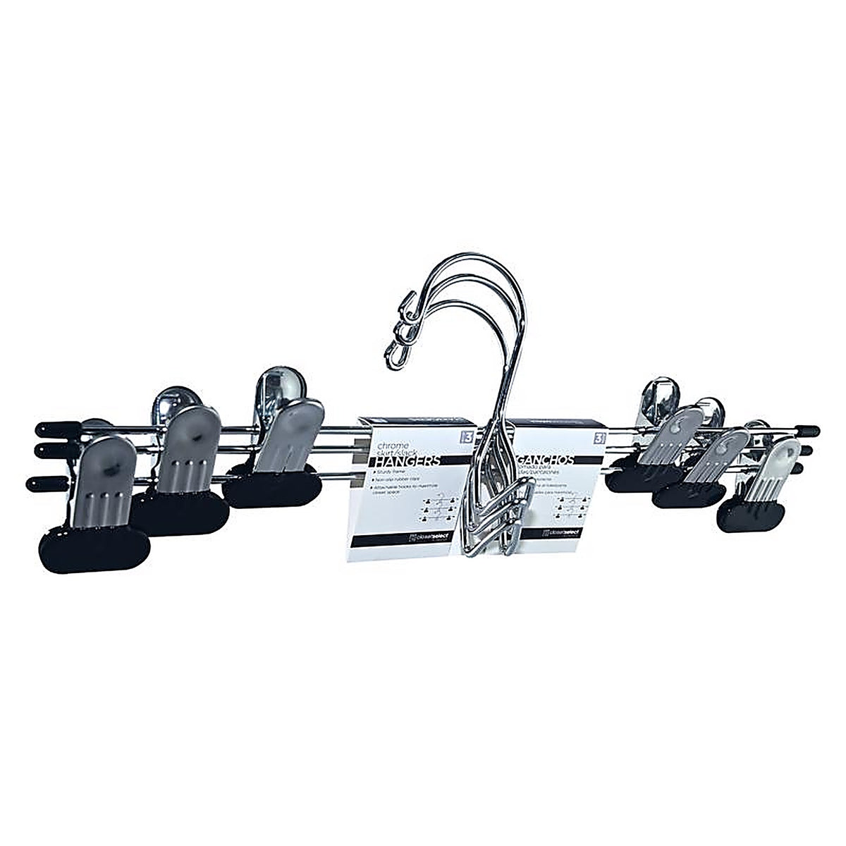 ClosetSelect - C66300-CH - Metal Silver Skirt/Slack Hanger 3 Pack