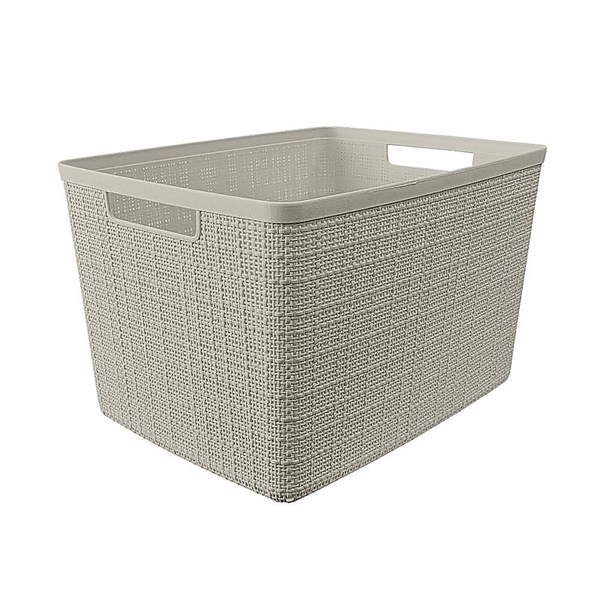 Curver - 251194 - Large 18 L Beige Woven Basket 9.1 In. H X 14.2 In. W X 11 In. D Stackable