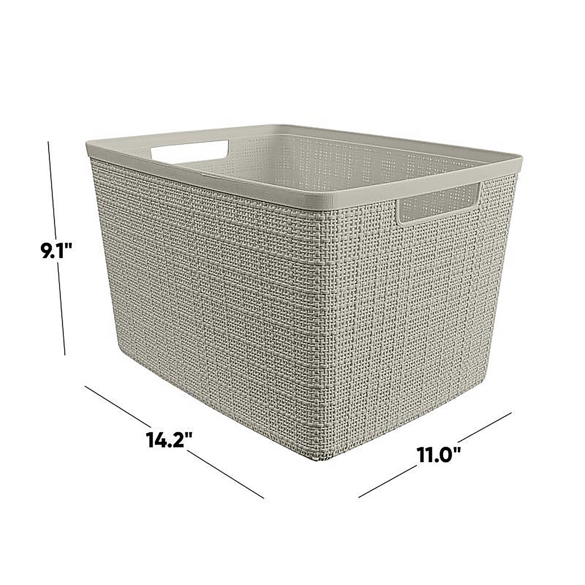 Curver - 251194 - Large 18 L Beige Woven Basket 9.1 In. H X 14.2 In. W X 11 In. D Stackable