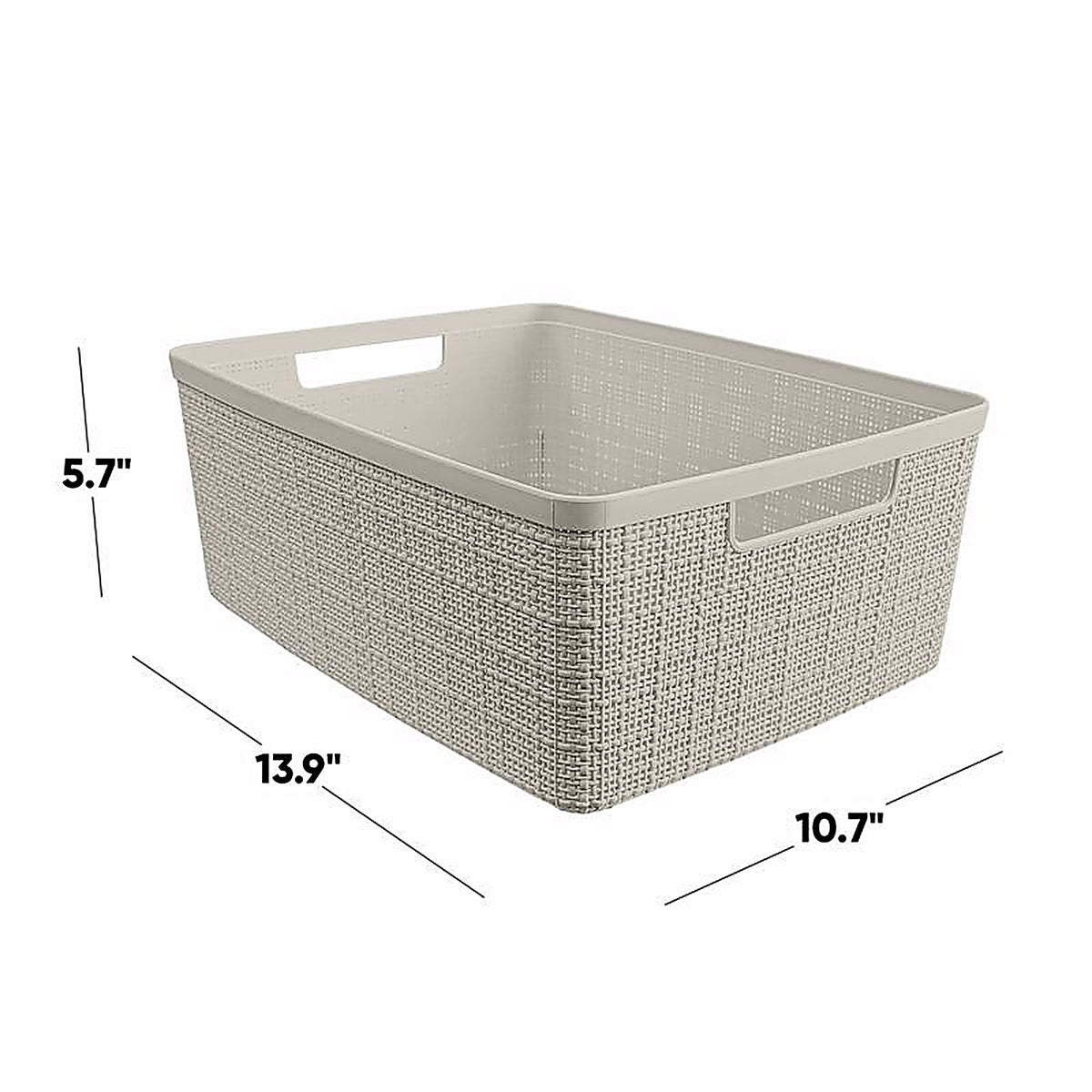 Curver - 254996 - Medium 12 L Beige Woven Basket 5.7 In. H X 13.9 In. W X 10.7 In. D Stackable