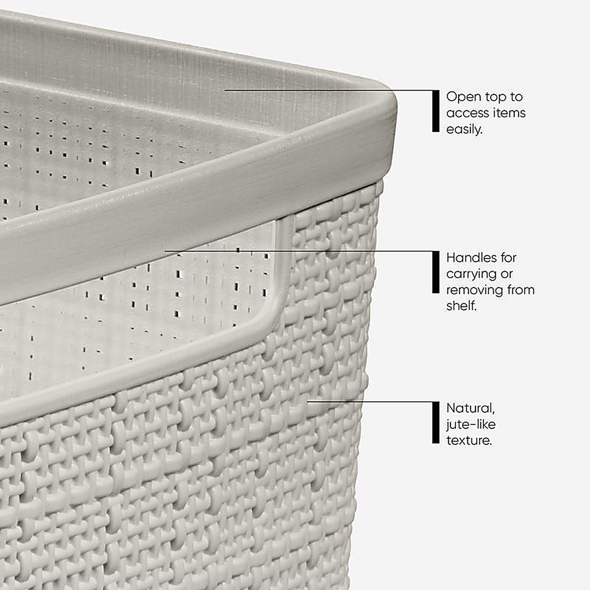 Curver - 254996 - Medium 12 L Beige Woven Basket 5.7 In. H X 13.9 In. W X 10.7 In. D Stackable