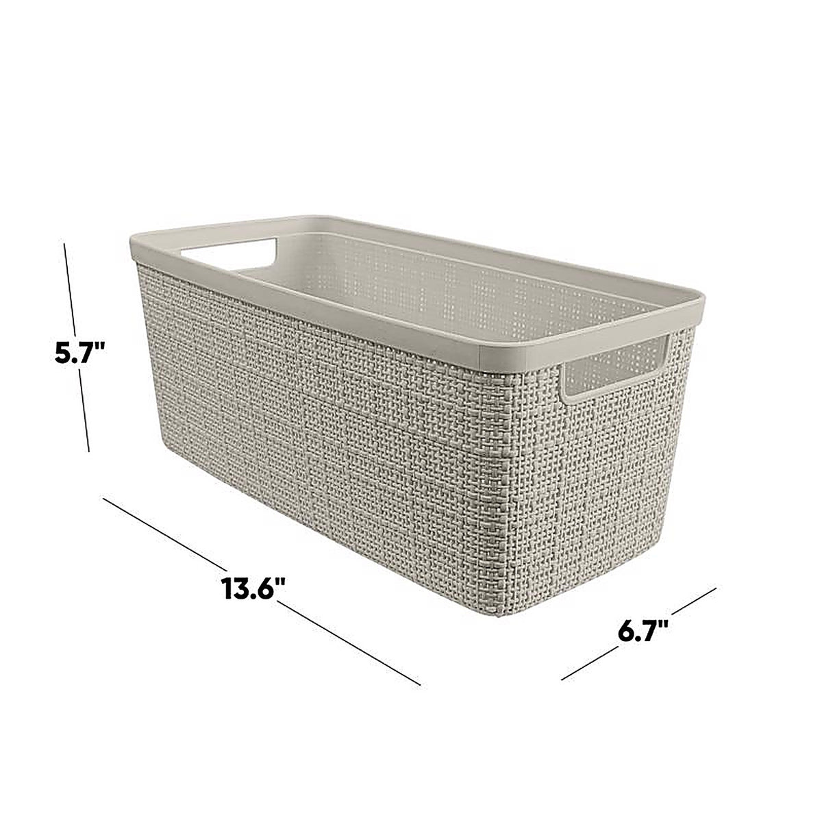 Curver - 251756 - Slim 6.8 L Beige Woven Basket 5.7 In. H X 13.6 In. W X 6.7 In. D Stackable