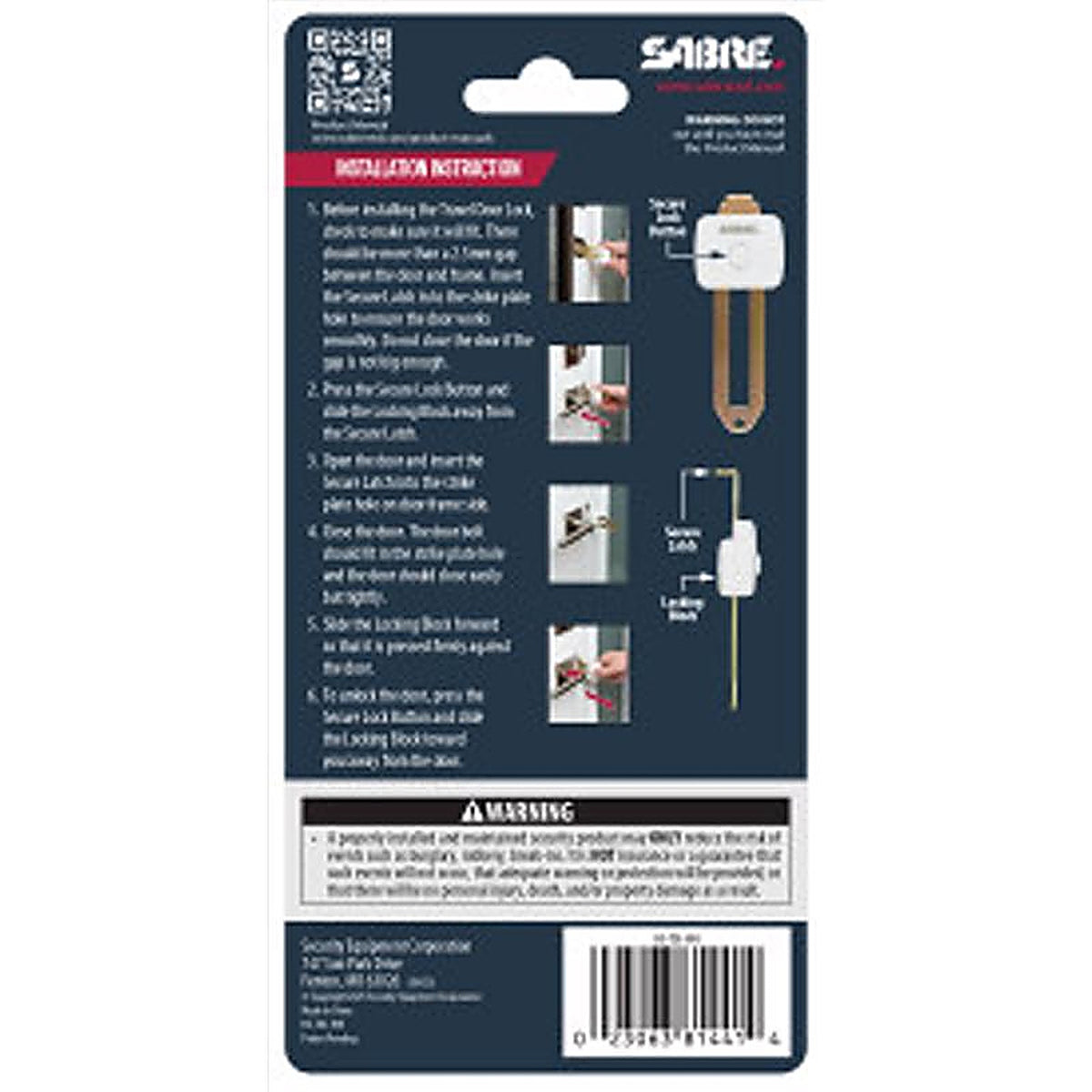 Sabre - HS-TDL-WH - White Multi-Material Travel Door Lock