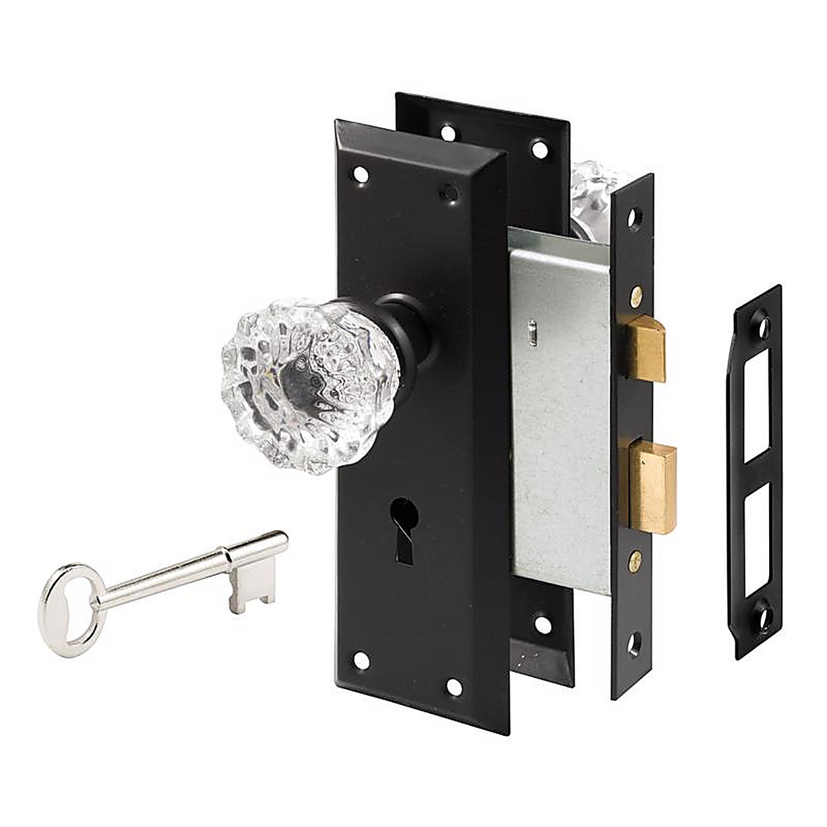 Prime-Line - E 28338 - Matte Black Deadbolt and Passage Door Knob 1.75 In.