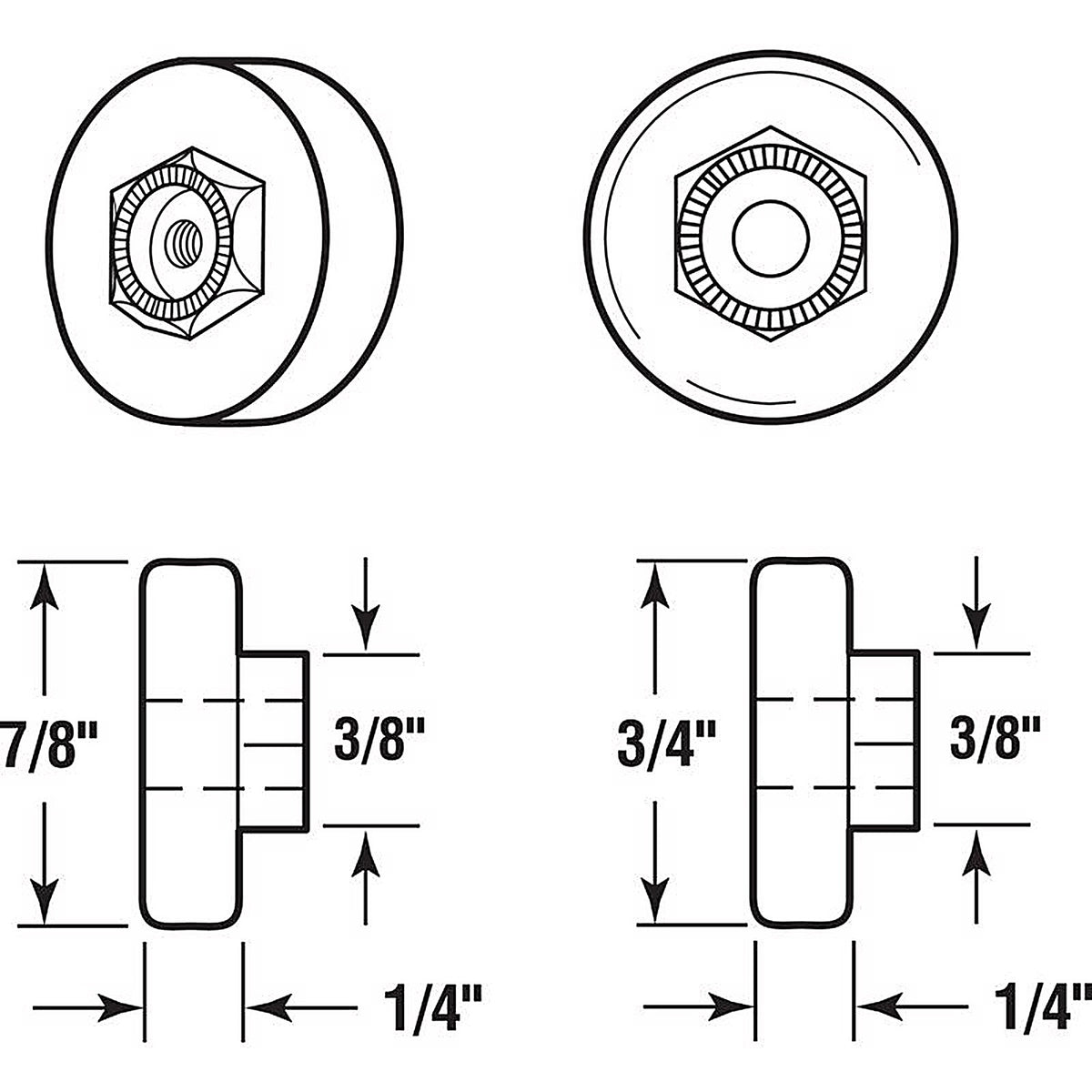 Prime-Line - M 6202 - 7/8 In. D X 1 In. L White Nylon/Steel Shower Door Roller 4 Pack