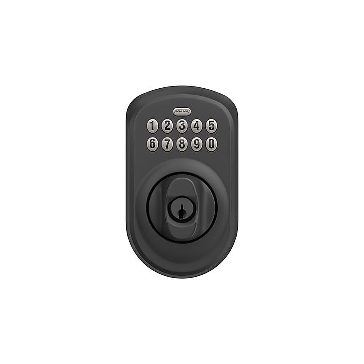 Schlage - BE365VPLY622 - Matte Black Metal Electronic Deadbolt
