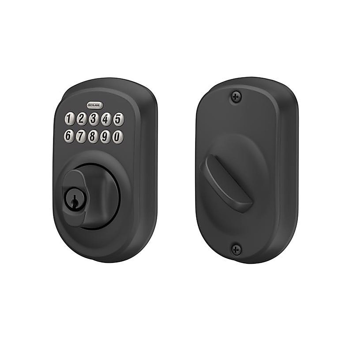 Schlage - BE365VPLY622 - Matte Black Metal Electronic Deadbolt