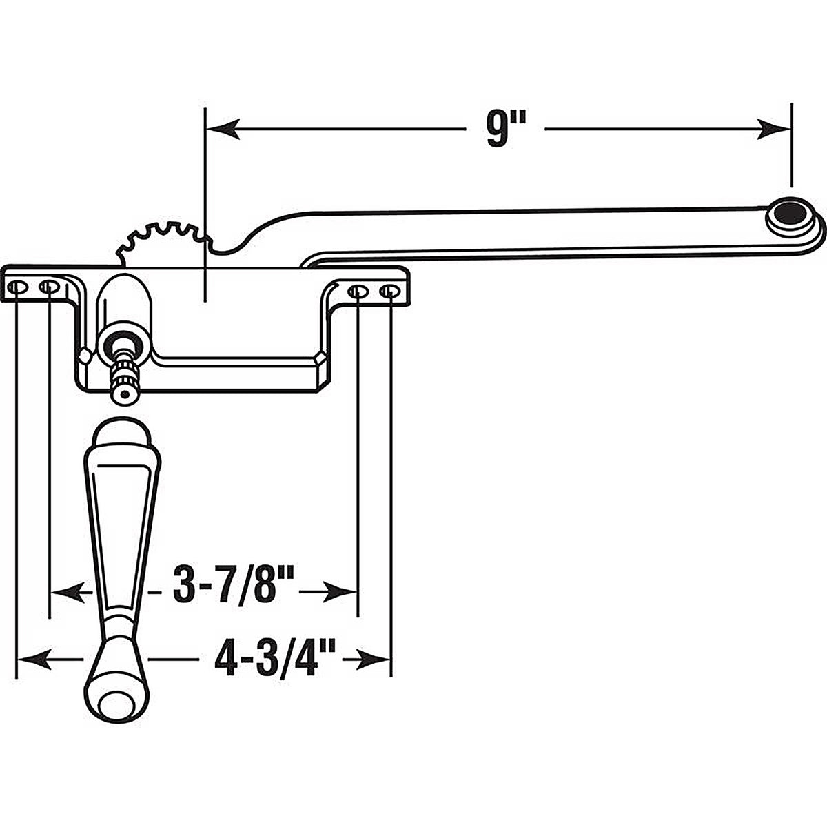 Prime-Line - H 3514 - Silver Aluminum Left Single-Arm Casement Window Operator For Steel Framed Windows