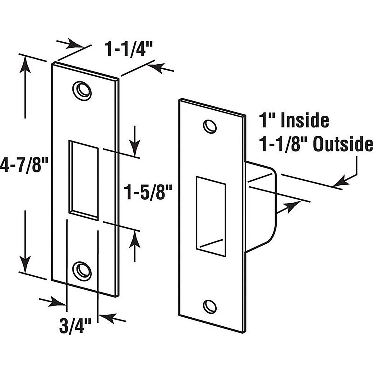 Prime-Line U9539 4.875 in. H x 1.25 in. L Brass-Plated Steel High Security Box Strike