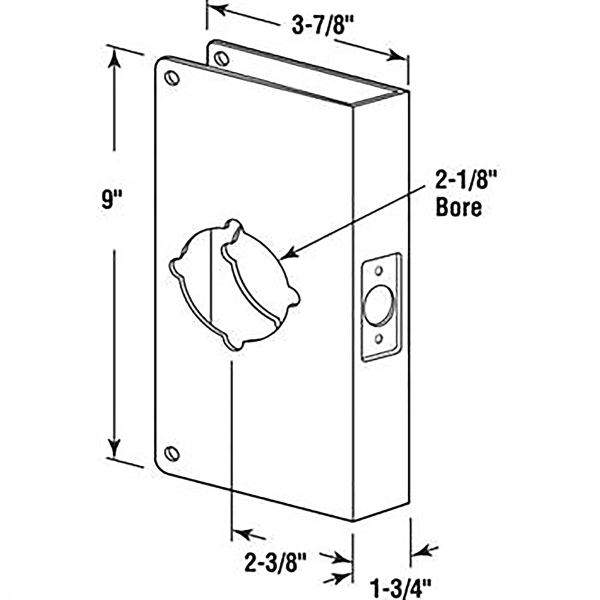 Prime-Line U9551 9 in. H x 3.875 in. L Stainless Steel Lock and Door Reinforcer