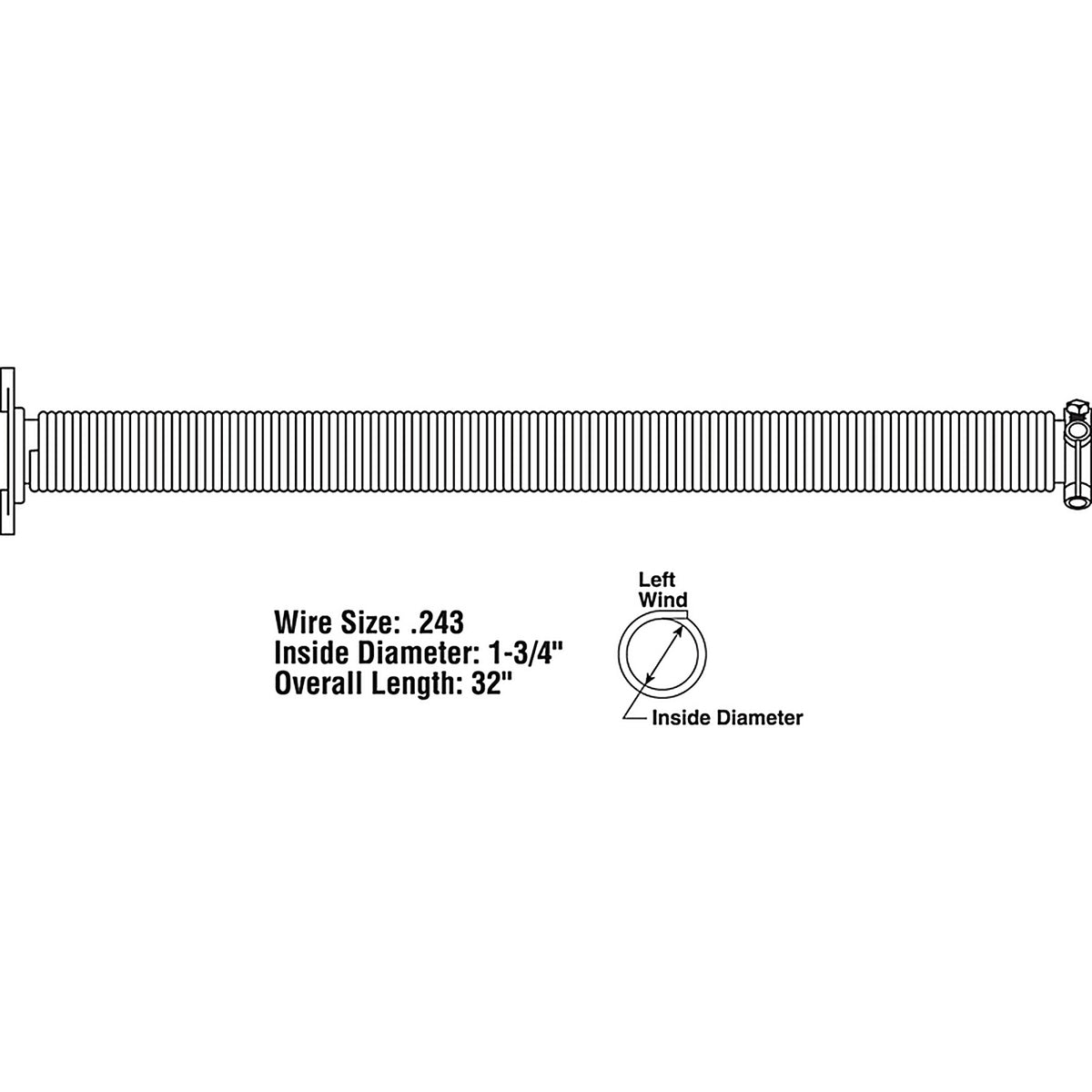 Prime-Line GD12229 32 in. L 150 lb Garage Door Torsion Spring