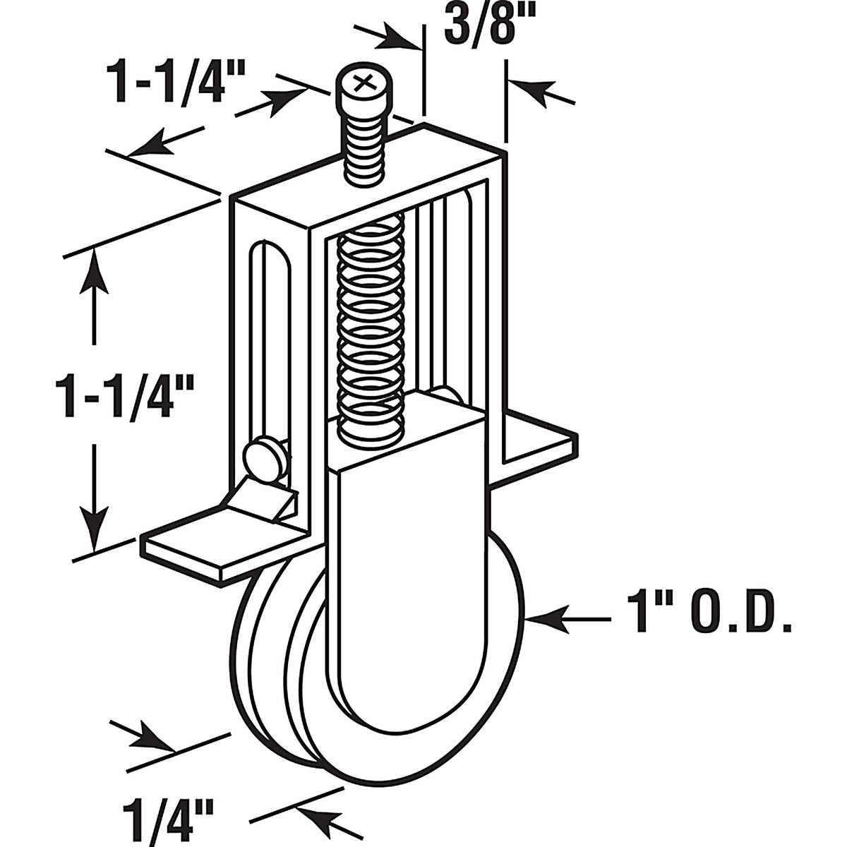 Prime-Line - B 575 - 1 in. D X 1/4 in. L Nylon Roller Assembly 2 pk