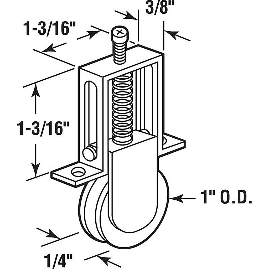 Prime-Line - B 530 - 1 in. D X 1/4 in. L Aluminum/Nylon Roller Assembly 2 pk