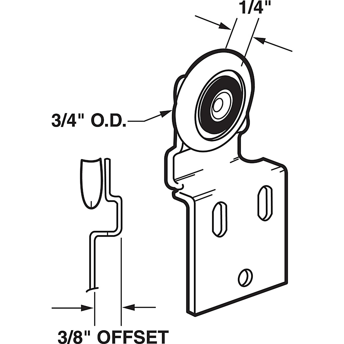 Prime-Line - N 6516 - 3/4 in. D X 1/4 in. L Mill Nylon/Steel Roller Assembly 2 pk