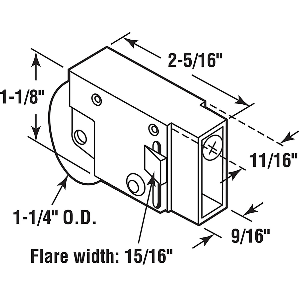 Prime-Line - D 1603 - 1-1/4 in. D X 2.31 in. L Steel Roller Assembly 1 pk