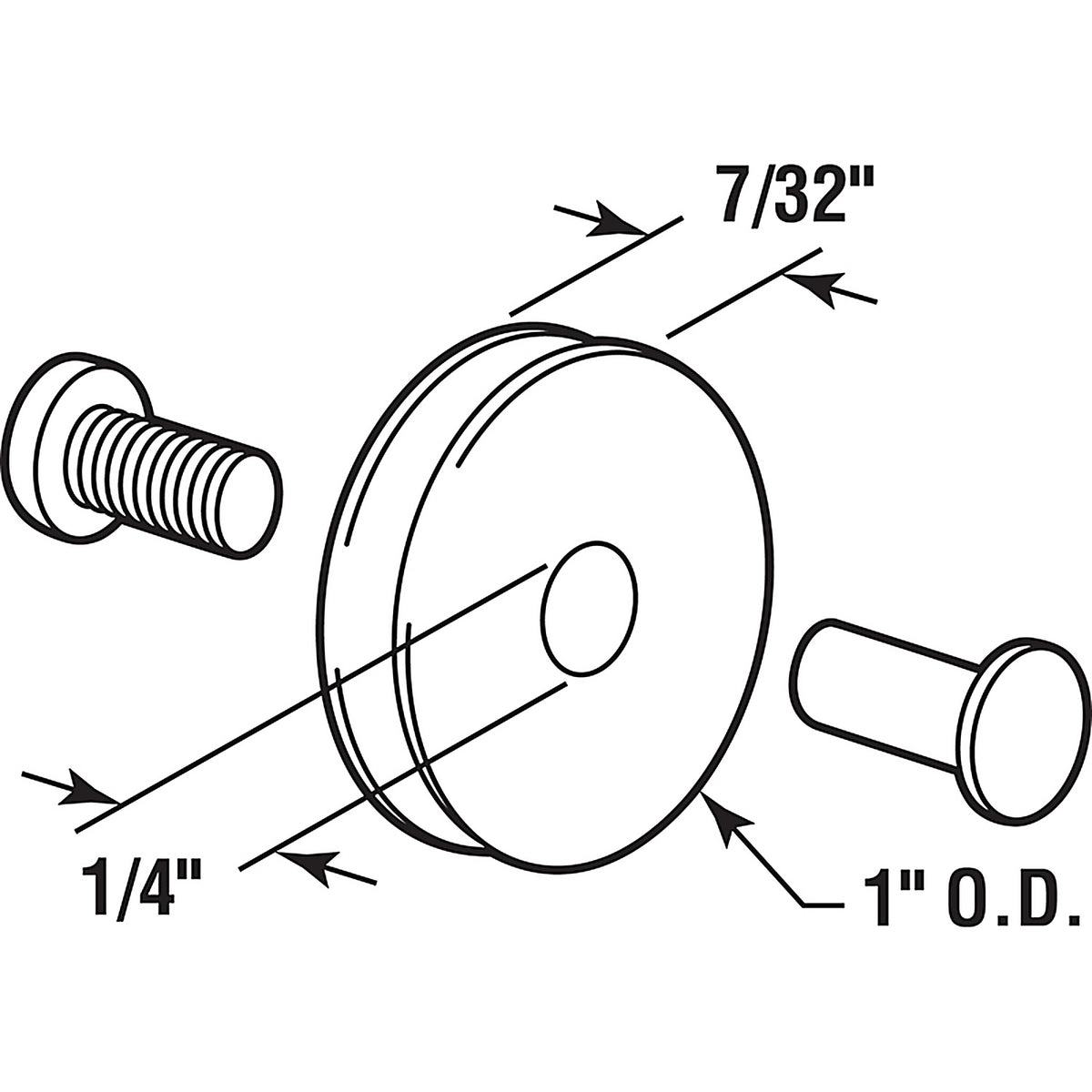 Prime-Line - B 551 - 1 in. D X 7/32 in. L Nylon Roller Assembly 2 pk