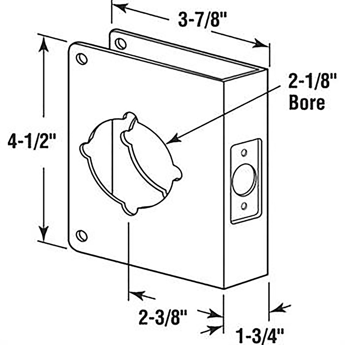Prime-Line U9553 4.5 in. H x 3.875 in. L Brushed Stainless Steel Stainless Steel Recessed Door Reinforcer