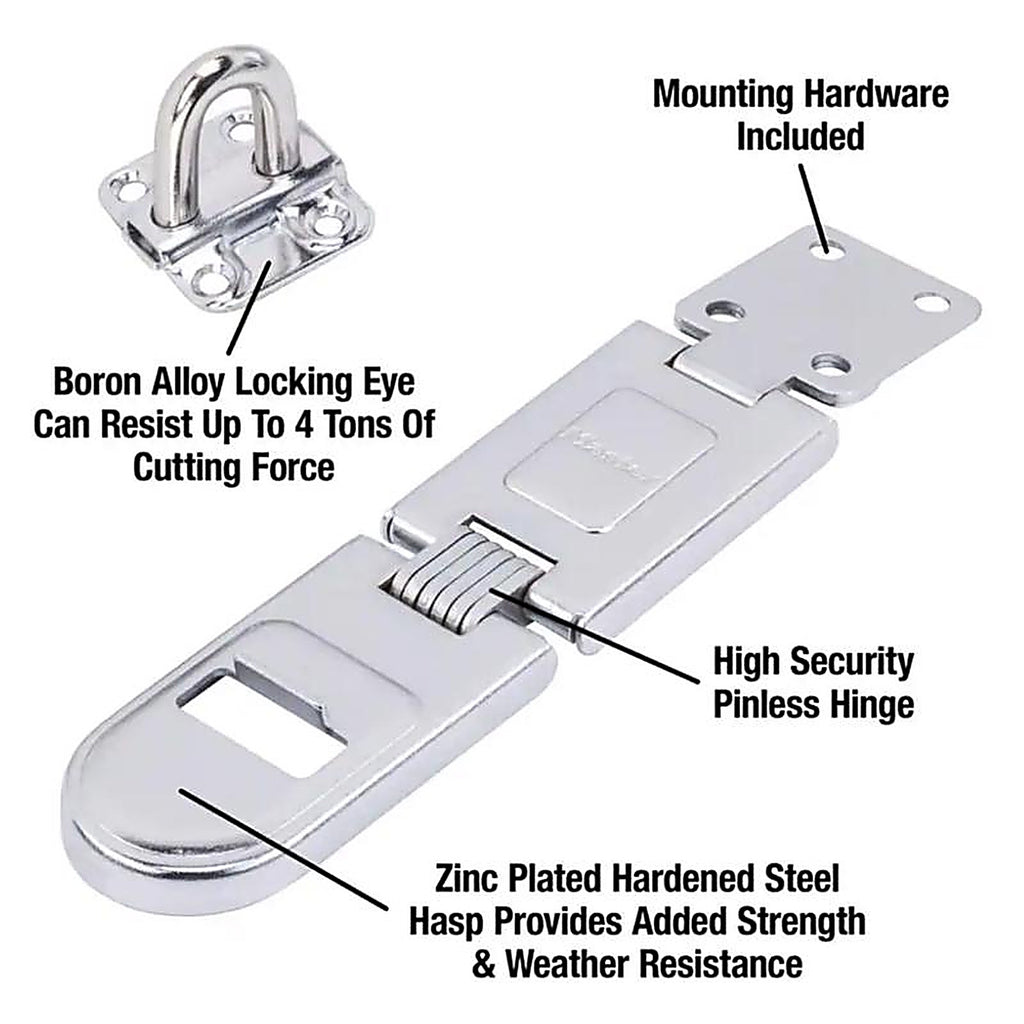 Master Lock - 720D - Bright Hardened Steel 6-1/4 In. L Fixed Staple Hasp 1 Pack