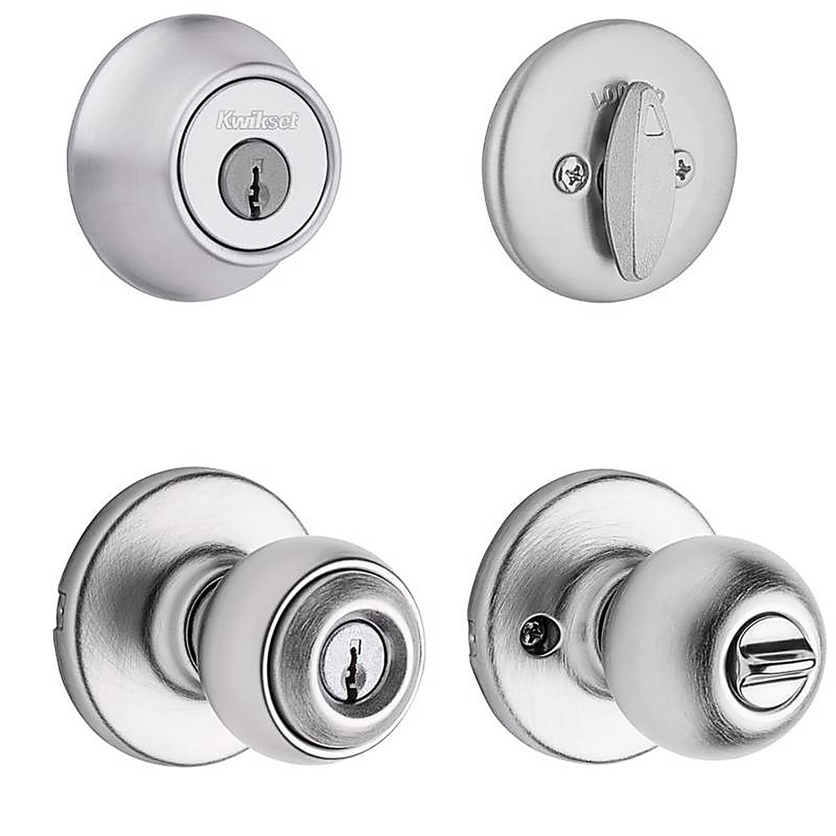 Kwikset 96900-252 Tylo Satin Chrome Entry Lock and Single Cylinder Deadbolt ANSI/BHMA Grade 3 1-3/4 in.