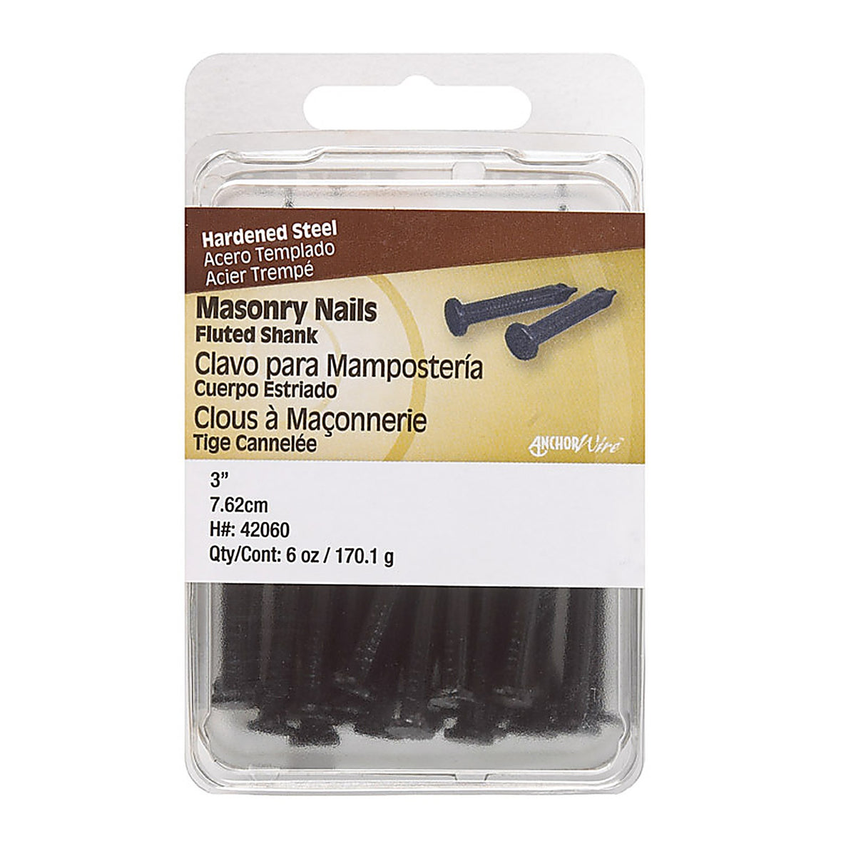 Hillman 42060 3 in. Masonry Steel Nail Flat