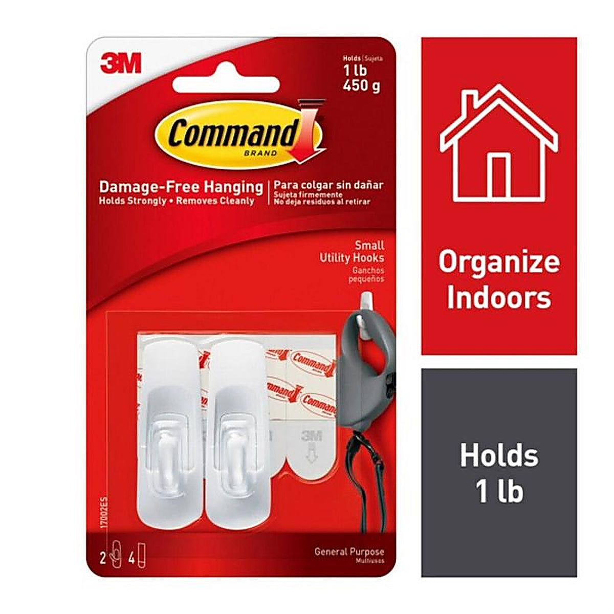 3M 17002ES Command Small Plastic Hook 2-3/8 in. L 2/Pack
