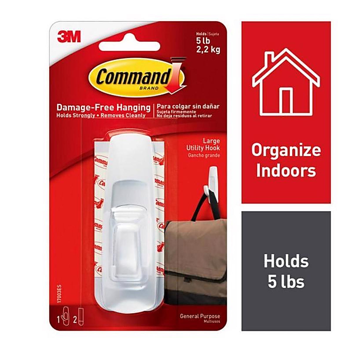 3M 17003ES Command Large Plastic Hook 3-7/8 in. L 1/Pack