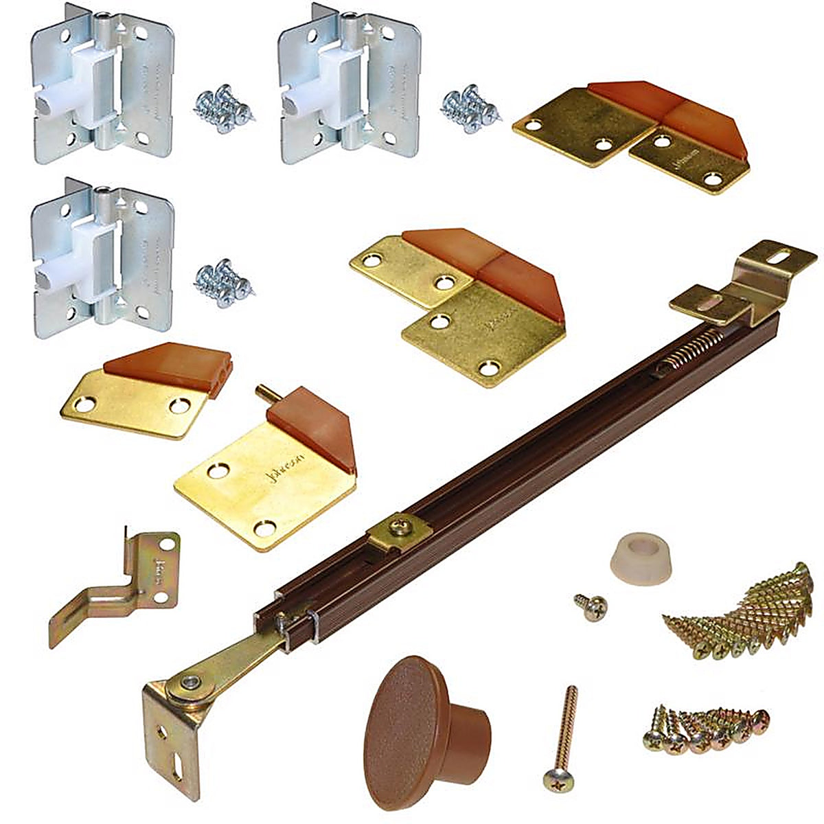 Johnson Hardware - 1601218P - 18 In. L Brass-Plated Brown Steel Bi-Fold Hardware Kit 5 Pack