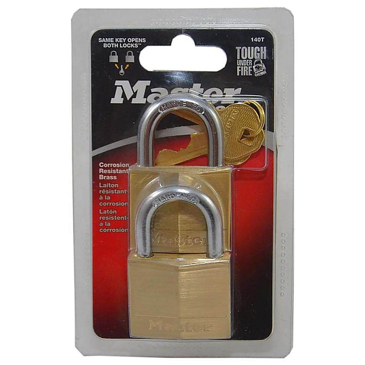 Master Lock - 140T - 1-1/4 In. H X 5/16 In. W X 1-9/16 In. L Brass 4-Pin Tumbler Exterior Padlock