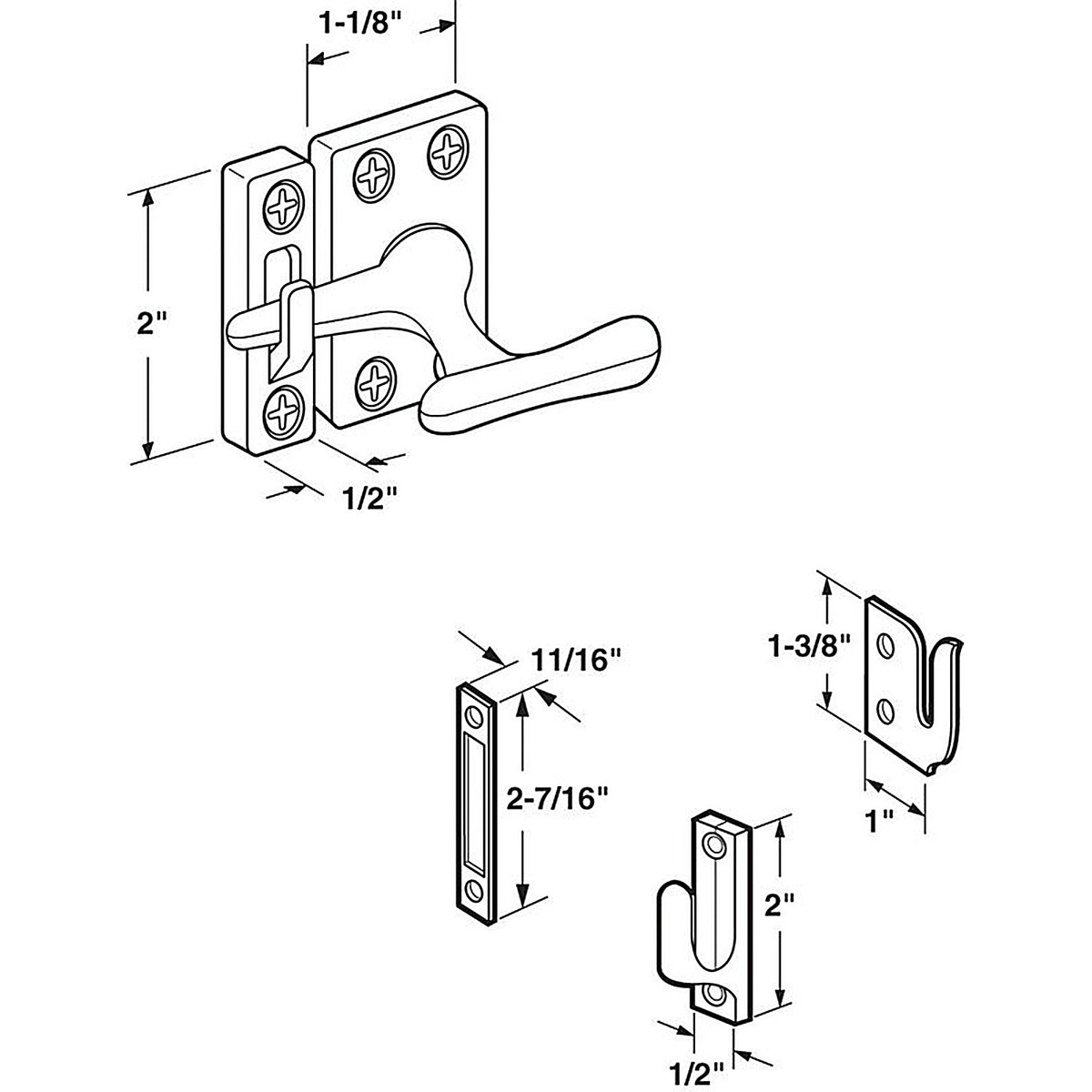 Prime-Line U9936 White Die-Cast Zinc Sash Lock 1/Pack