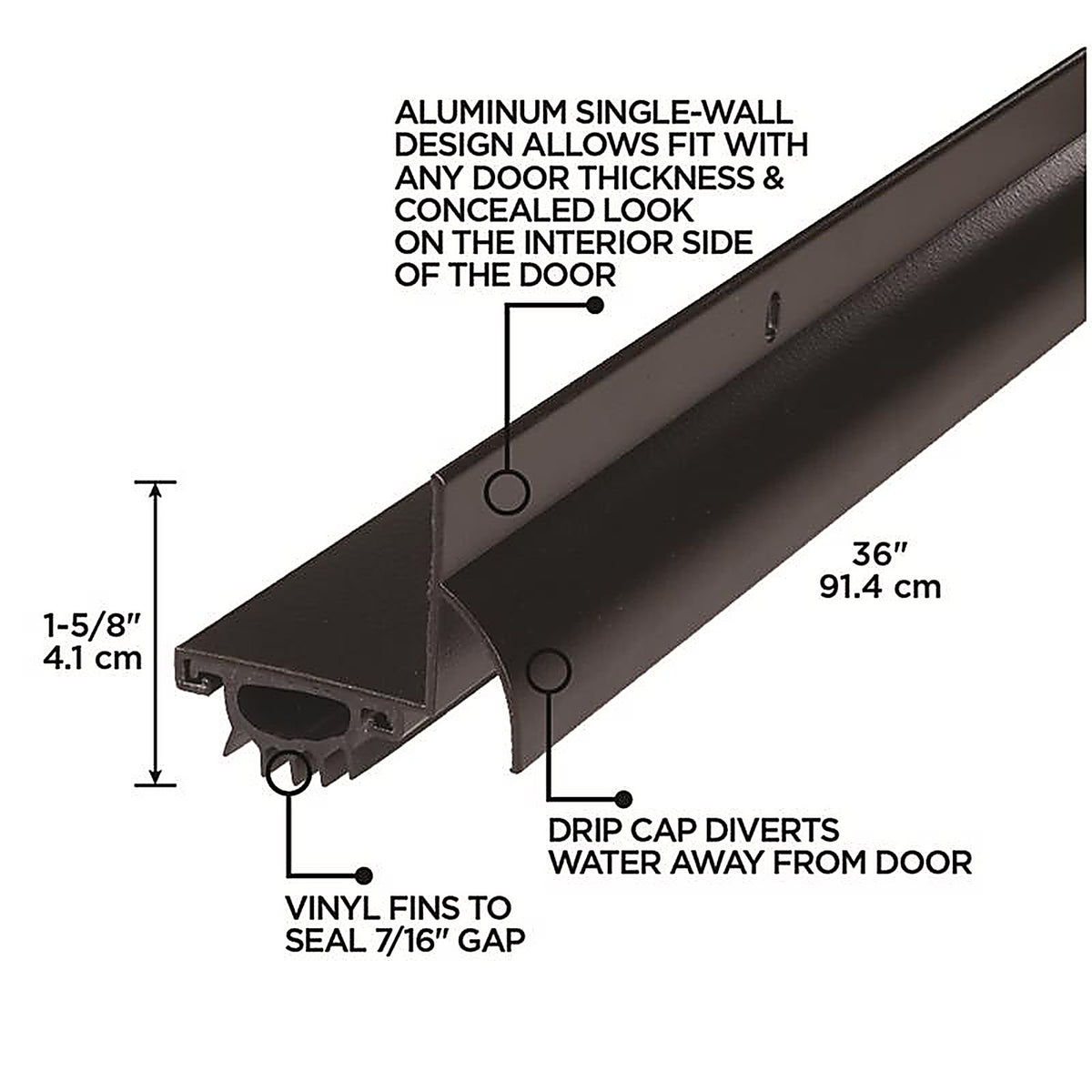 M-D 6056 Bronze Aluminum Replacement Bottom For Doors 36 in. L