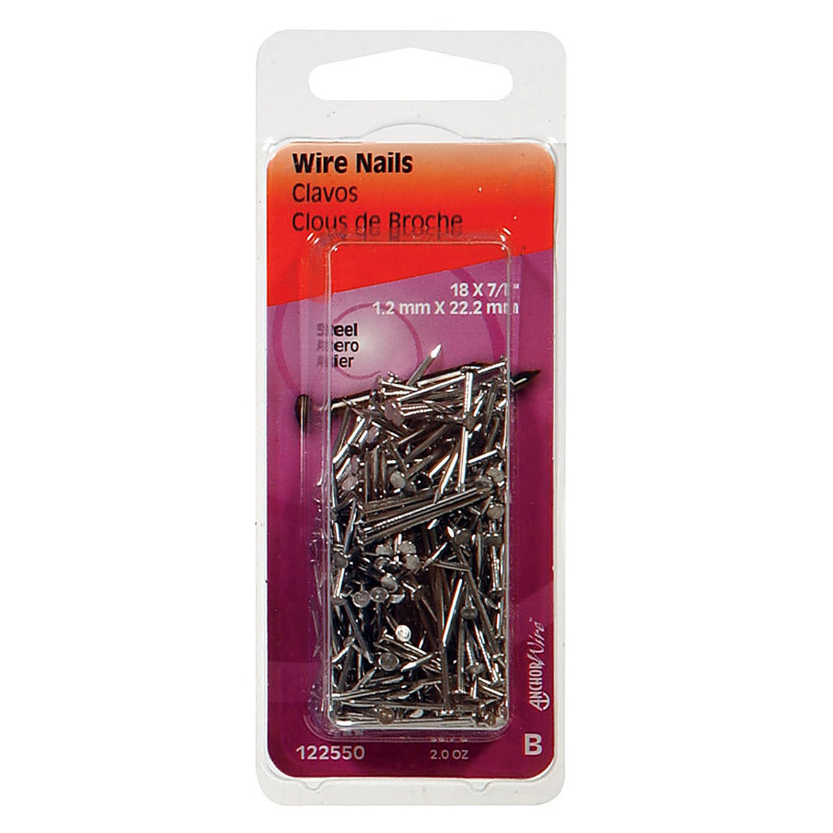 Hillman 122550 7/8 in. Wire Bright Steel Nail Flat