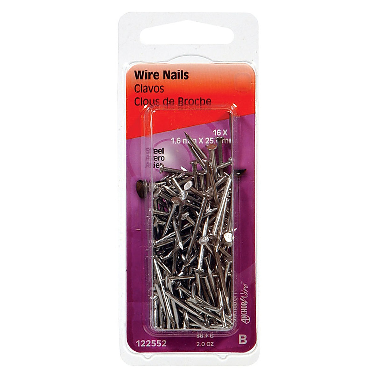 Hillman 122552 1 in. Wire Bright Steel Nail Flat